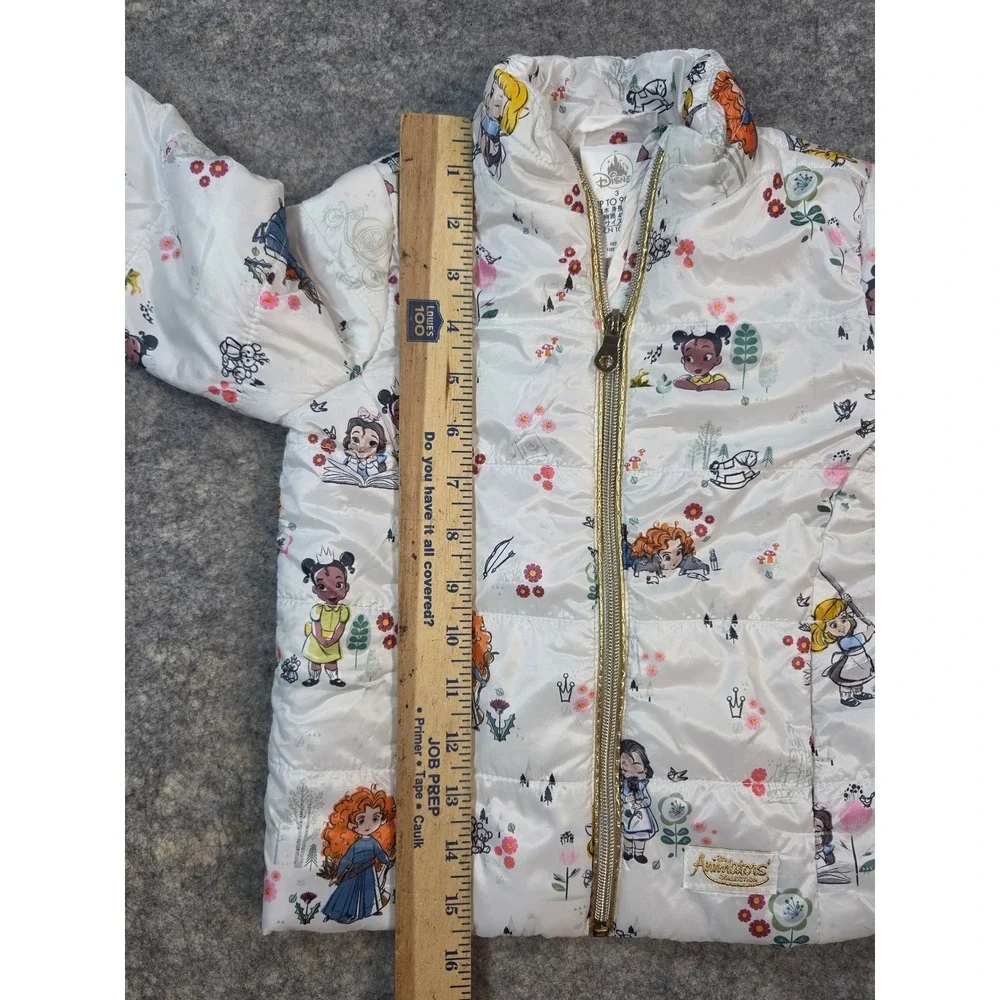 Disney Animators Collection Princess Puffer Jacket White Kids Size 3 Toddler